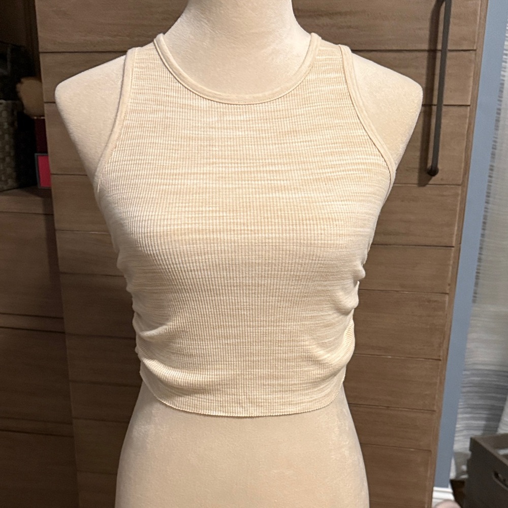 Aerie Cream Ribbed Sleeveless Top